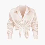 Florentine | Elegante Langarm-Bluse aus seidigem Satin