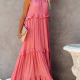 Boho Maxikleid mit Volants & Neckholder-Ausschnitt – Sommerlich & Feminin