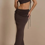 Melody | Asymmetrisches Zweiteiler-Set mit One-Shoulder Crop-Top & Maxi-Rock