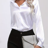 Irene | Elegantes Satin-Hemd mit langen Ärmeln für Damen