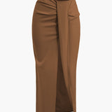 Fridoline | Eleganter Midirock mit Wickeloptik, Drapierung und hohem Schlitz