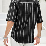 Samuel | Kurzarm-Henley-Sommerhemd mit Streifenmuster