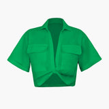 Janice | Stylisches Kurzarm Crop Shirt mit kragen