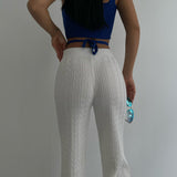 Ella | Elegante weiße gehäkelte Hose