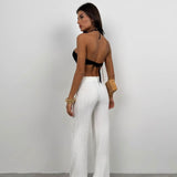 Ella | Elegante weiße gehäkelte Hose