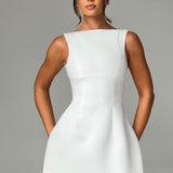 Celina – Weißes Minikleid mit Bubble-Rock & Rückenausschnitt | Elegantes Kleid