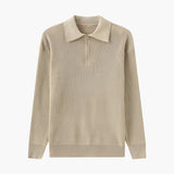 Aaron | Cozy halbem Reißverschluss Herren Gerippt Strickpullover mit Polokragen