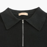 Aaron | Cozy halbem Reißverschluss Herren Gerippt Strickpullover mit Polokragen