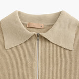 Aaron | Cozy halbem Reißverschluss Herren Gerippt Strickpullover mit Polokragen
