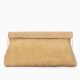 Aurielle | Goldene Clutch mit Kristallbesatz & Schnappverschluss – Elegante Abendtasche für Damen