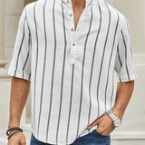 Samuel | Kurzarm-Henley-Sommerhemd mit Streifenmuster