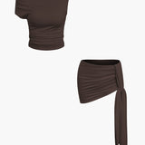 Athena | One-Shoulder Top & Drapierter Minirock – Perfekt für glamouröse Auftritte