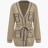 Athena | Elegantes Strick-Set mit Gürtel-Cardigan & Weitbein-Hose