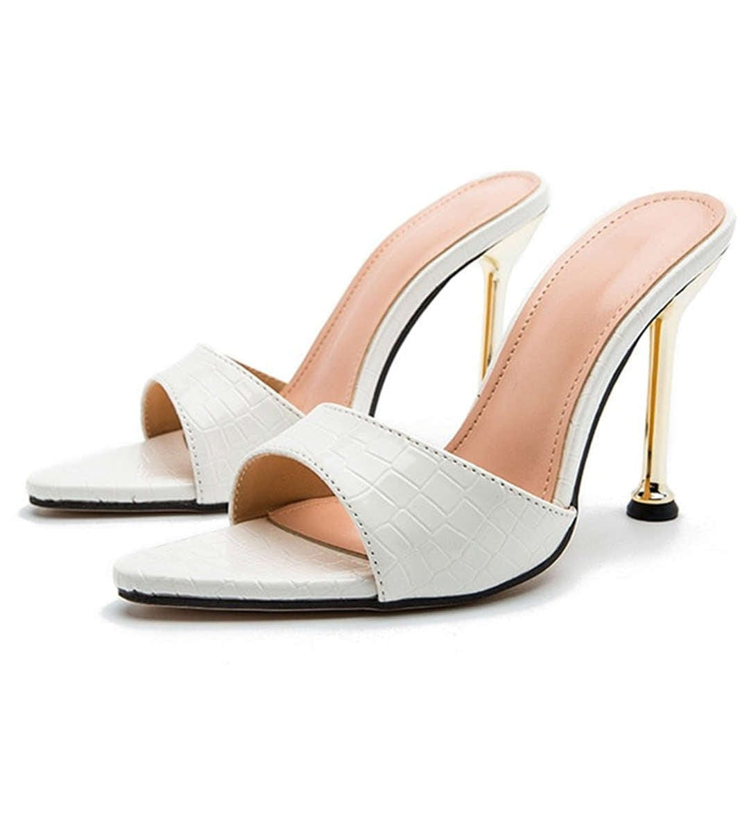 Isabelle | Luxus Schwarze Croc-Embossed Mule Heels – Elegant & Stilvoll