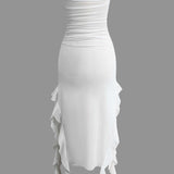 Sofia | Elegantes Bandeau-Maxikleid mit Volant-Details – Zeitlose Raffinesse