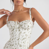 Hannah | Pastellgrün Taillenformendes Midikleid