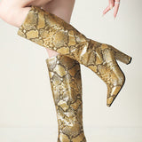 Eve | Goldene Stiefel mit Schlangenleder-Optik – Ein eleganter Hingucker