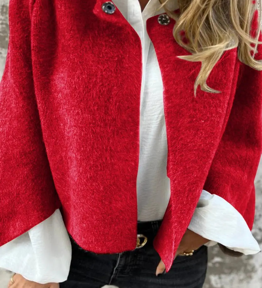 Bea | Damen Wollmantel mit Rundhalsausschnitt und langen Ärmeln Zendoo.de