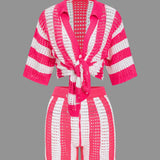 Noemi | Stylisches Häkel-Zweiteiler-Set mit Streifenmuster