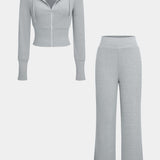 Selina | Kuscheliges Strick-Zweiteiler-Set mit Hoodie & Weitbein-Hose