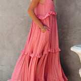 Boho Maxikleid mit Volants & Neckholder-Ausschnitt – Sommerlich & Feminin