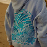 Surf Wave Kapuzenpullover mit Stickerei – Lässiger Hoodie im Strandstil