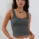 Lea | Romantisches Ripp-Tanktop mit Spitzenbesatz
