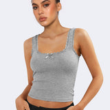 Lea | Romantisches Ripp-Tanktop mit Spitzenbesatz