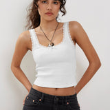Lea | Romantisches Ripp-Tanktop mit Spitzenbesatz