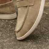 Casual Loafer in Dunkelblauer und Beiger Veloursleder-Optik