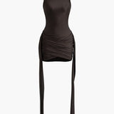Vera | Elegantes High-Neck Bodycon Minikleid mit Drapierung