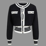 Ariella | Stilvolles Strick-Zweiteiler-Set mit Cropped-Cardigan & Weitbein-Hose