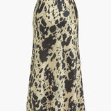 Erna | Fließender Midirock aus Satin mit hoher Taille und auffälligem Kuhfellmuster