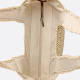 Nora | Gehäkelte große Strohtasche mit doppelten Schulterhenkeln