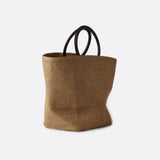 Soléa | Große Strohtasche mit runden Kunstledergriffen – Handgetragene Sommer-Tote Bag