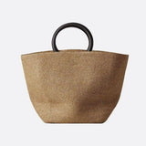 Soléa | Große Strohtasche mit runden Kunstledergriffen – Handgetragene Sommer-Tote Bag