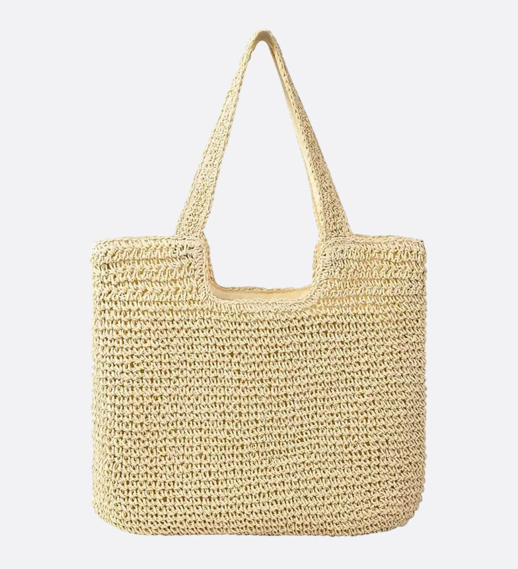 Nora | Gehäkelte große Strohtasche mit doppelten Schulterhenkeln