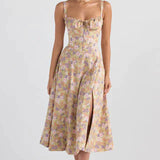 Julia | Taillenformendes, farbenfrohes Midikleid