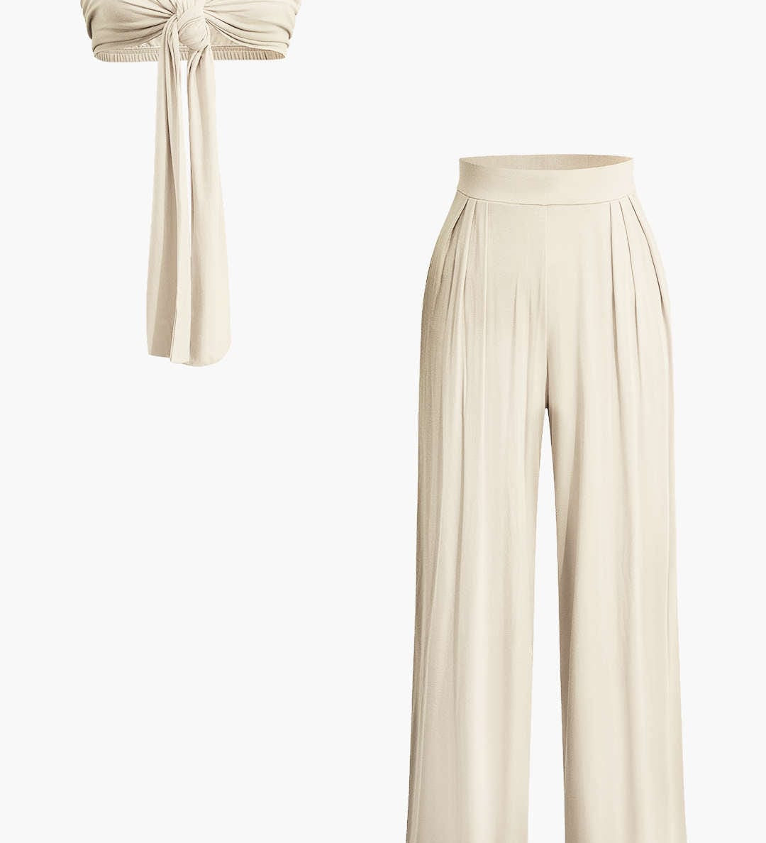 Lara | Elegantes Zweiteiler-Set mit Schleifen-Bandeau & Weitbein-Hose