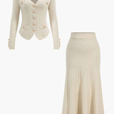 Estelle | Strick-Set mit Blazer, Weste & Midirock