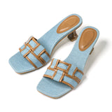 Nova | Trendige Denim Mules mit Blockabsatz – Eleganz trifft auf Komfort