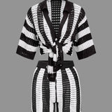 Noemi | Stylisches Häkel-Zweiteiler-Set mit Streifenmuster