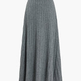 Gerlinde | Weit schwingender Strick-Midirock mit Plissee-Falten und elastischem Bund