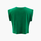 Gracelyn | Hochgekrempelte Ärmel EYE LOOK Grafikdruck Crop-T-Shirt mit Knotendetail