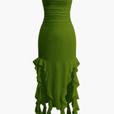 Sofia | Elegantes Bandeau-Maxikleid mit Volant-Details – Zeitlose Raffinesse