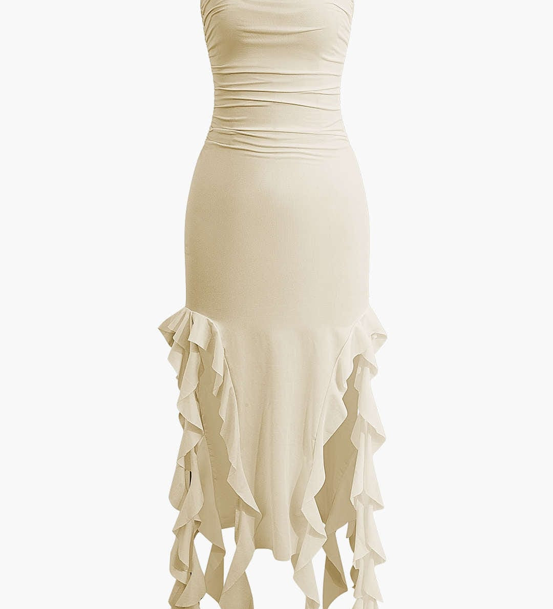 Sofia | Elegantes Bandeau-Maxikleid mit Volant-Details – Zeitlose Raffinesse