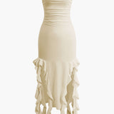 Sofia | Elegantes Bandeau-Maxikleid mit Volant-Details – Zeitlose Raffinesse