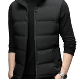 Wyatt | Schwarze Ärmellose Herren-Winter-Steppweste mit Reißverschluss