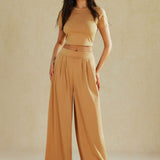Luna | Elegantes Zweiteiler-Set mit Crop-Top & Palazzo-Hose