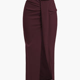 Fridoline | Eleganter Midirock mit Wickeloptik, Drapierung und hohem Schlitz